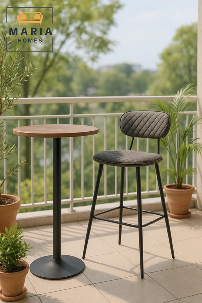 MARIA HOMES Dark Grey Bar Stool , Modern High Counter Chair for Home, Café, Restaurant & Office Use