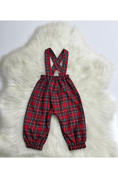 Moda Lina Boy's Red Plaid Patterned Salopet