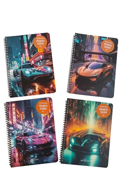 KESKİN COLOR Sharp 80 Sheets Checkered Spiral Cardboard Cover Cars