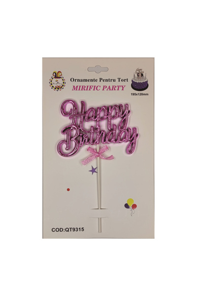 Mirific Party Decor pentru tort mov, 195×120 mm, la mulți ani