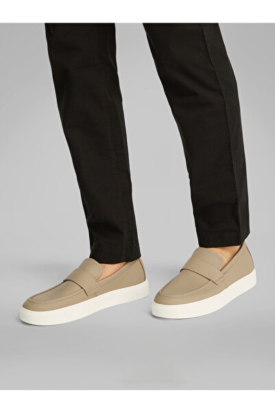 Calvin Klein Men Silver Mink Leather Unlined Loafers