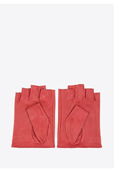 Wittchen Women's fingerless leather gloves with perforation red leather