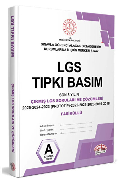 Editör Yayınevi EDİTÖR 8.Sınıf LGS Tıpkı Basım Çıkmış Soru ve Çözüm Fasikülle...