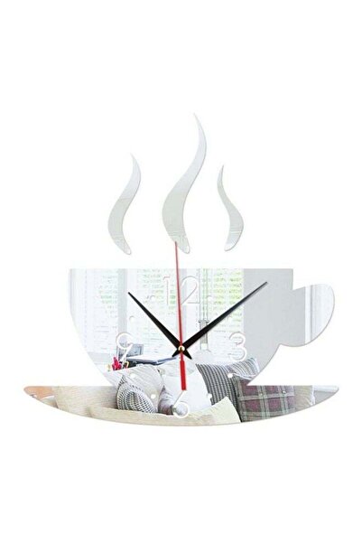 Generic Sharpdo Decorative Cup Clock Wall Sticker Silver/Black/Red 28 x 28cm
