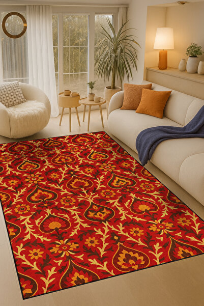 Rugs Modern Halı سجادة MOSSO ذات الطابع الأحمر والزخارف التقليدية ذات النمط ا...