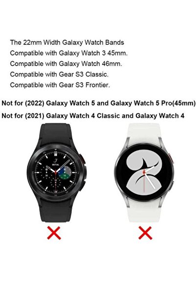 Generic Genuine Leather 22mm Watch Strap 2-Pack for Galaxy Watch 45/46mm & Gear S3 (Brown/Black)