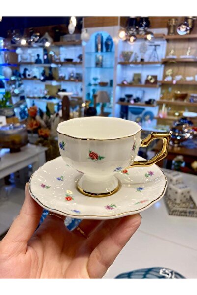 ÇIRPAN EV BEYAZ ÇİÇEKLİ TEK KİŞİLİK TÜRK KAHVESİ FİNCANI