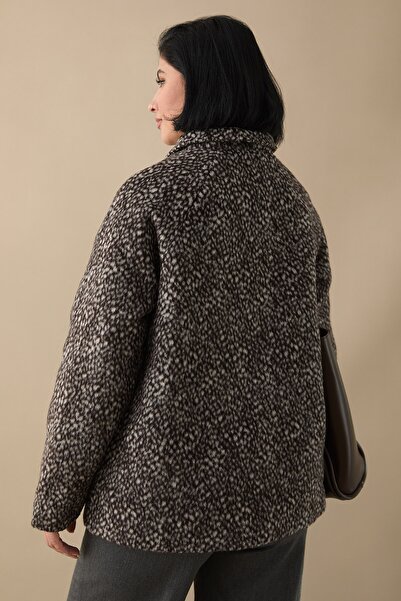 InStyle Palton scurt maro amar cu căptușeală jacquard