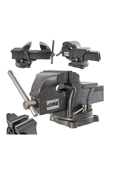 VERKE Menghina rotativa turnata, rotație 360°, de banc, cu nicovala, 150 mm,