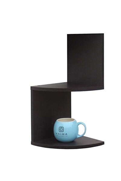 Generic Feelings 2-Tier Corner Floating Wall Shelf Black 19.8 x 19.8 x 42.6cm...