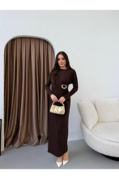 Rabi Shine Bat Sleeve Buckle Dress