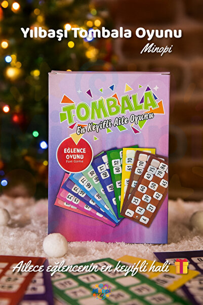 Minopi Kutulu Yılbaşı Tombala Oyunu Renkli Kartlar Yılbaşı Gecesi Eğlenceli Oyun