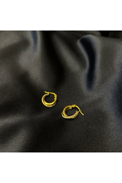 Arpaş 14 Ayar Taş Detaylı Halka Küpe