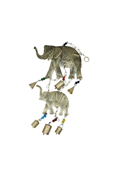 Generic Pooja Brass Hanging Elephant With Beads And Bells 30 Inches