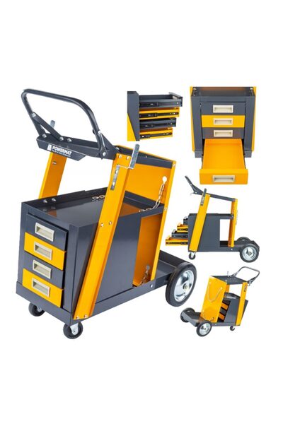 Powermat Trolley with 4 shelves for welding machine, maximum capacity 100 kg, 40 x 76 x 85 cm,
