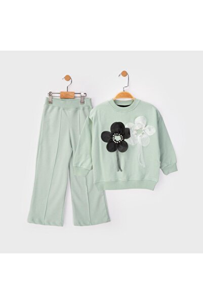 Lmn Pearl Embroidered Rose Organza Detail 2-Piece Seasonal Girl's Set