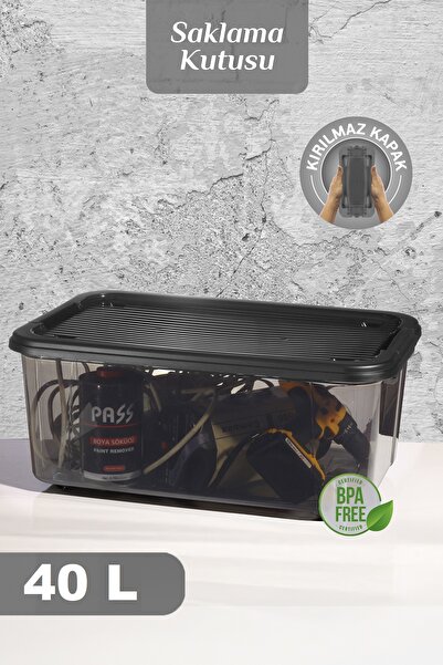 MOİ 40 Lt Wheeled Storage Container - Multi-Purpose Organizer with Lockable Lid Pantry Storage Storage Box