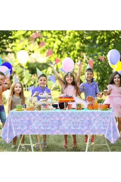 Partifabrik Mermaid Themed Plastic Disposable Tablecloth