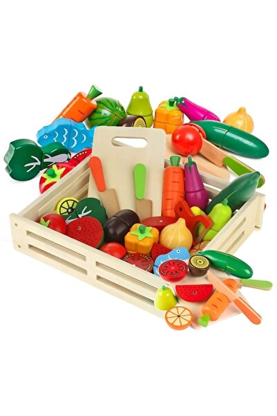 iTin Magnetic fruit and vegetable cutting toy set, 17 pieces, Premium wood, educational, non-toxic