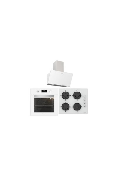 Silverline BO6502W02 - CS5335W01 - 3457 Soho 60 Beyaz Cam Ankastre Set