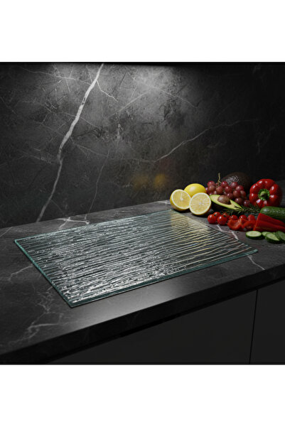 SUMERCAM EMBOSSED WATER PATTERN GLASS CUTTING BOARD TEMPERED