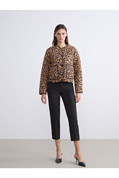 LC Waikiki Γυναικείο παλτό με λεοπάρ σχέδιο με λαιμόκοψη