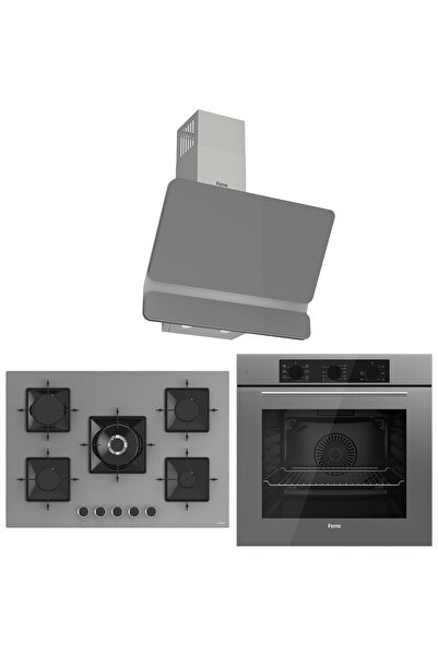 Ferre Ss Serisi Gri 5 Gözlü Ankastre Set ( QBL62CPR-SS038-D082 )