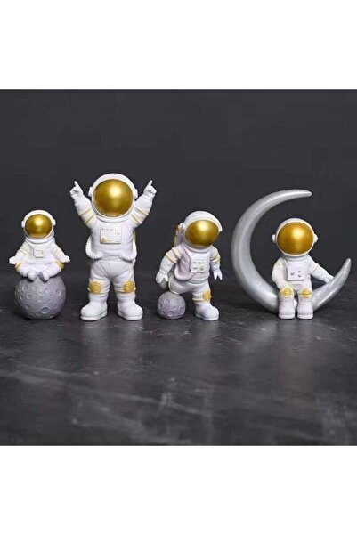 Generic Astronaut Statues Set of 4, Spaceman Sculpture Figurines Outer Space ...
