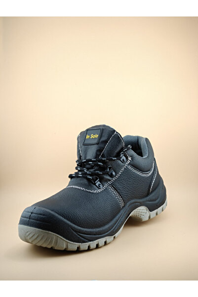 IN SOLE Men's safety shoes with metal toe and insole – durable synthetic leather, slip-resistant rubber sole