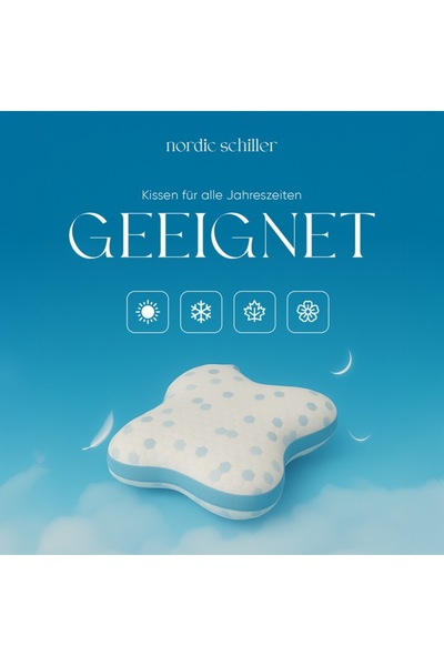 Nordic Schiller Orthopedic Pillow, Ergonomic, Hypoallergenic, Gray with Blue Accents, 55x35x11 cm