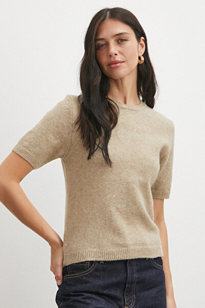 Never more Ασημί κοντομάνικο πουλόβερ βιζόν