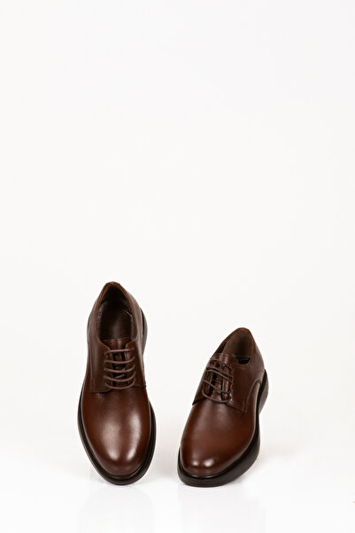 SS %100 Deri Kahverengi Erkek Klasik Ayakkabı, Şık Damat Ayakkabısı, Bağcıklı Deri Erkek Kundura