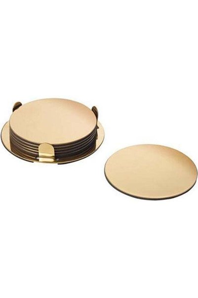 Generic GLATTIS Coasters With Holder, brass Gold