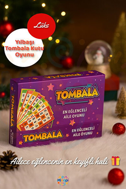 Minopi Kutulu Yılbaşı Lüks Tombala Oyunu Renkli Kartlar Yılbaşı Gecesi Eğlenc...