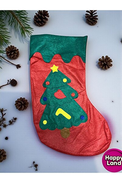 Happyland Christmas Gift Giving Christmas Sack Pine Tree Patterned Socks Deco...
