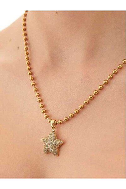 ASLI AKSESUAR قلادة نجمة من حجر الزركون