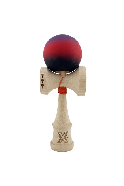 Flippy Kendama X Originala, Profesionala, Flippy, Big Cups V2, Rubber Grip, Ata 55 cm, Mov/Rosu/Negru