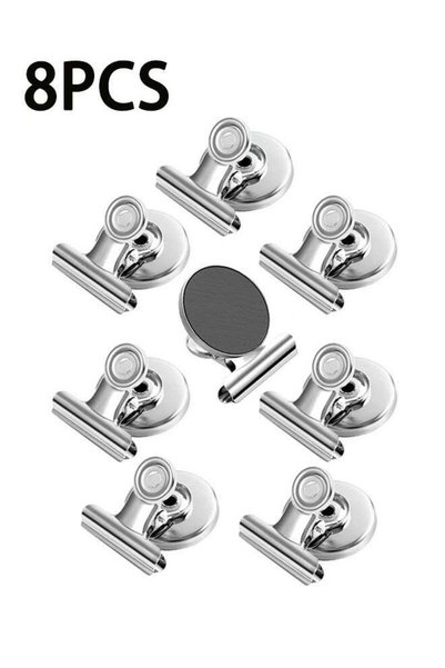 Generic 8 packs of refrigerator magnets, strong magnetic clips, detailed pape...