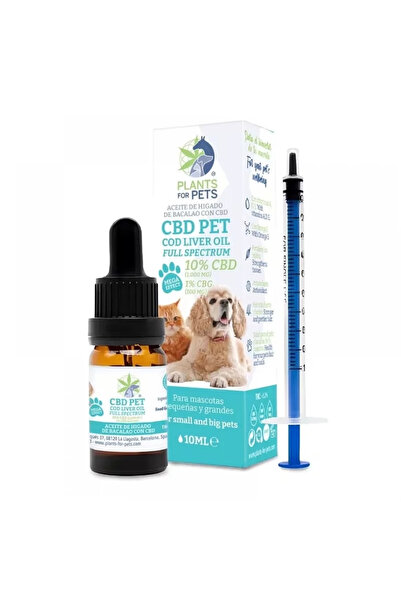 Plants for pets Ulei CBD 10% (1000mg) și CBG 1% (100mg) pentru animale Pisici și Câini - Ficat de cod | 10ml