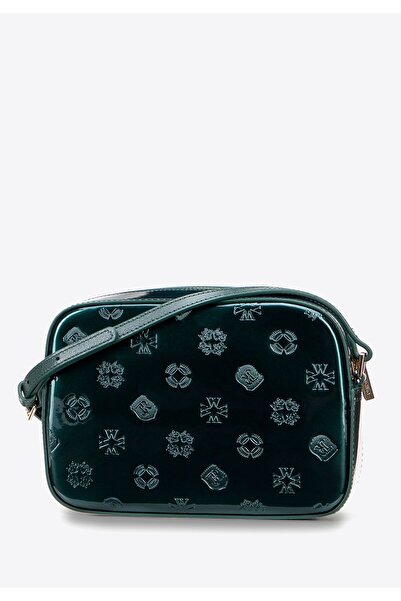 Wittchen Geantă crossbody de damă din piele lăcuită, verde închis, verde înch...