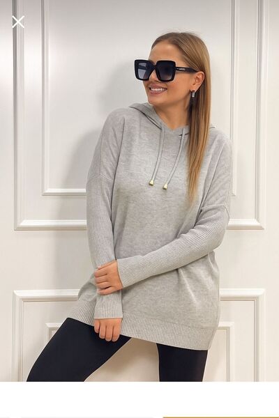 citycenterfashion Women's Thin Knitwear K Hooded Sweater Two Side Pockets Cty-Akc-11185