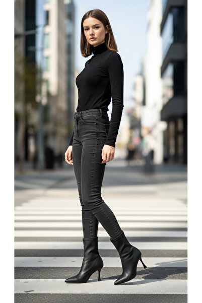 Şan's Shoes Siyah Kadın Streç Bot