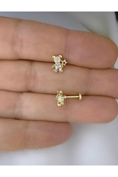 Arescollection 1 ADET ZİRKON TAŞLI AYICIK TRAGUS HELİX LOBE UYUMLU PİERCİNG