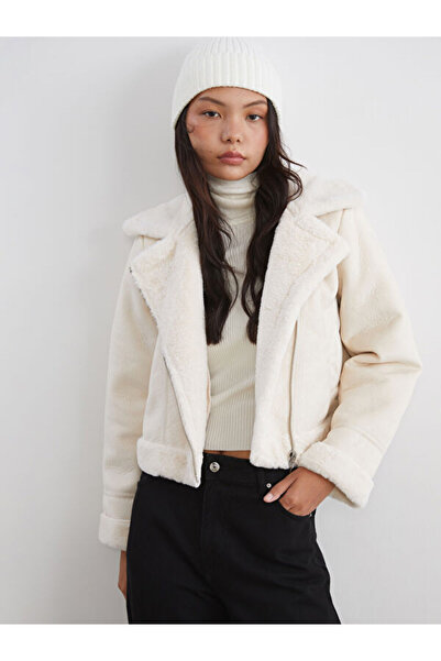 LC Waikiki Fur Collar Women's Suede Look Coat