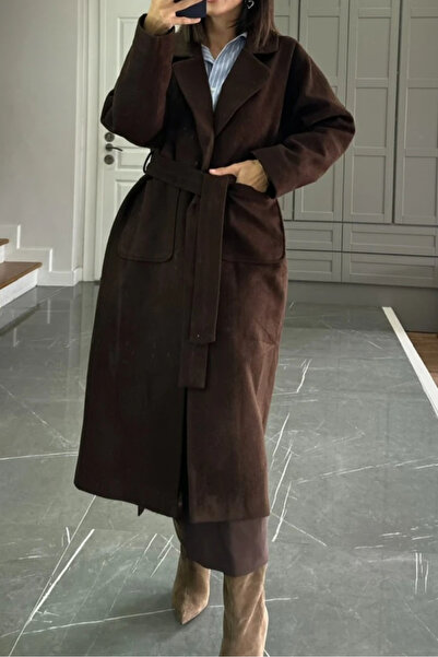 Suziş Висококачествено дълго палто от вълна с джобове и колан CR109001