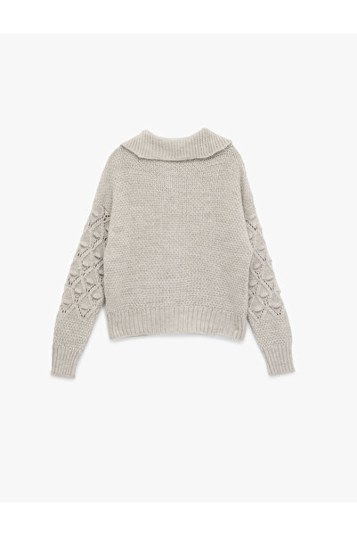 Koton Long Sleeve Buttoned Turn-Down Collar Knit Cardigan