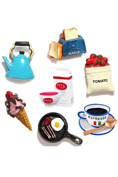 Generic 7Pcs Food Magnets for Fridge Magnets, 3D Resin Cute Food Fridge Magne...