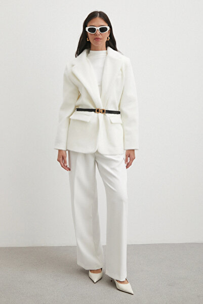 Never more Belted Thai Flock Jacket White