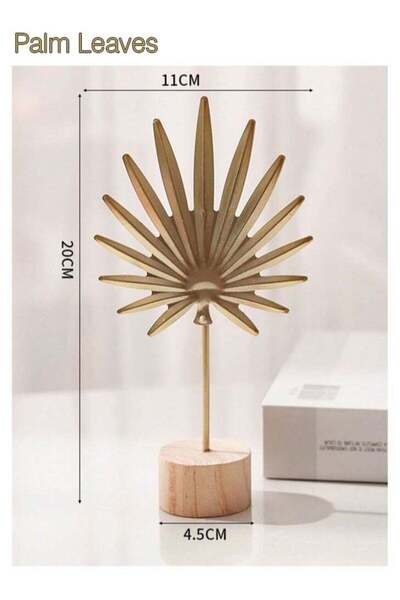 Generic 1pc Creative Golden ( Palm Leaves ) Statue Abstract Art Sculpture Iro...