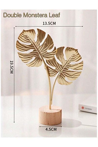 Generic 1pc Creative Golden ( Double Monstera Leaf ) Statue Abstract Art Scul...